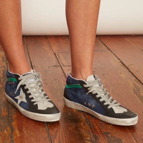 Golden Goose Mid Star Blue Denim/Pink Heel 40 NIB - Picture 2 of 12